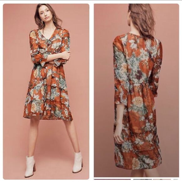 HEMANT & NANDITA Zeri Floral Peasant Dress Size 8 - Picture 1 of 16